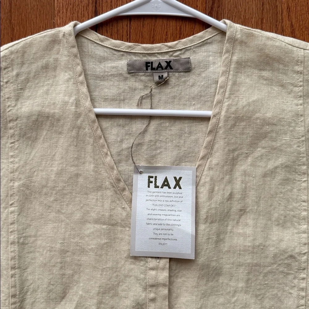 FLAX Linen Button-Up Top Size Medium NWT - Picture 2 of 6
